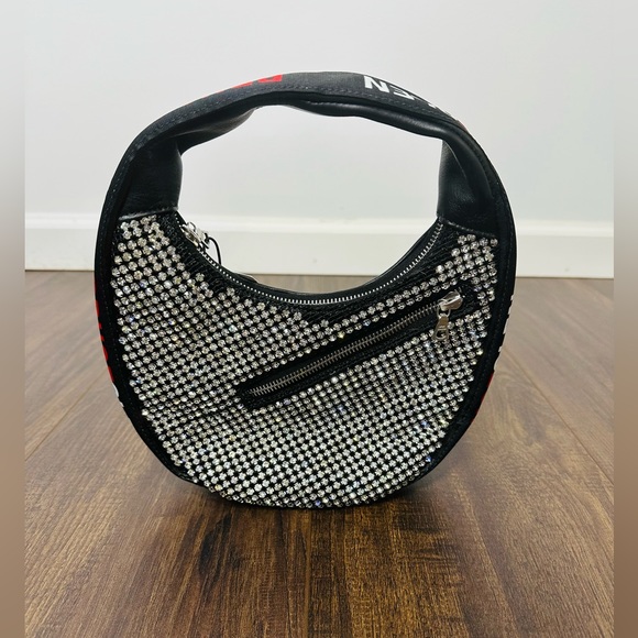 Bruce Glen Logo Mini Egg Rhinestone Mesh Hobo Bag - Picture 8 of 15